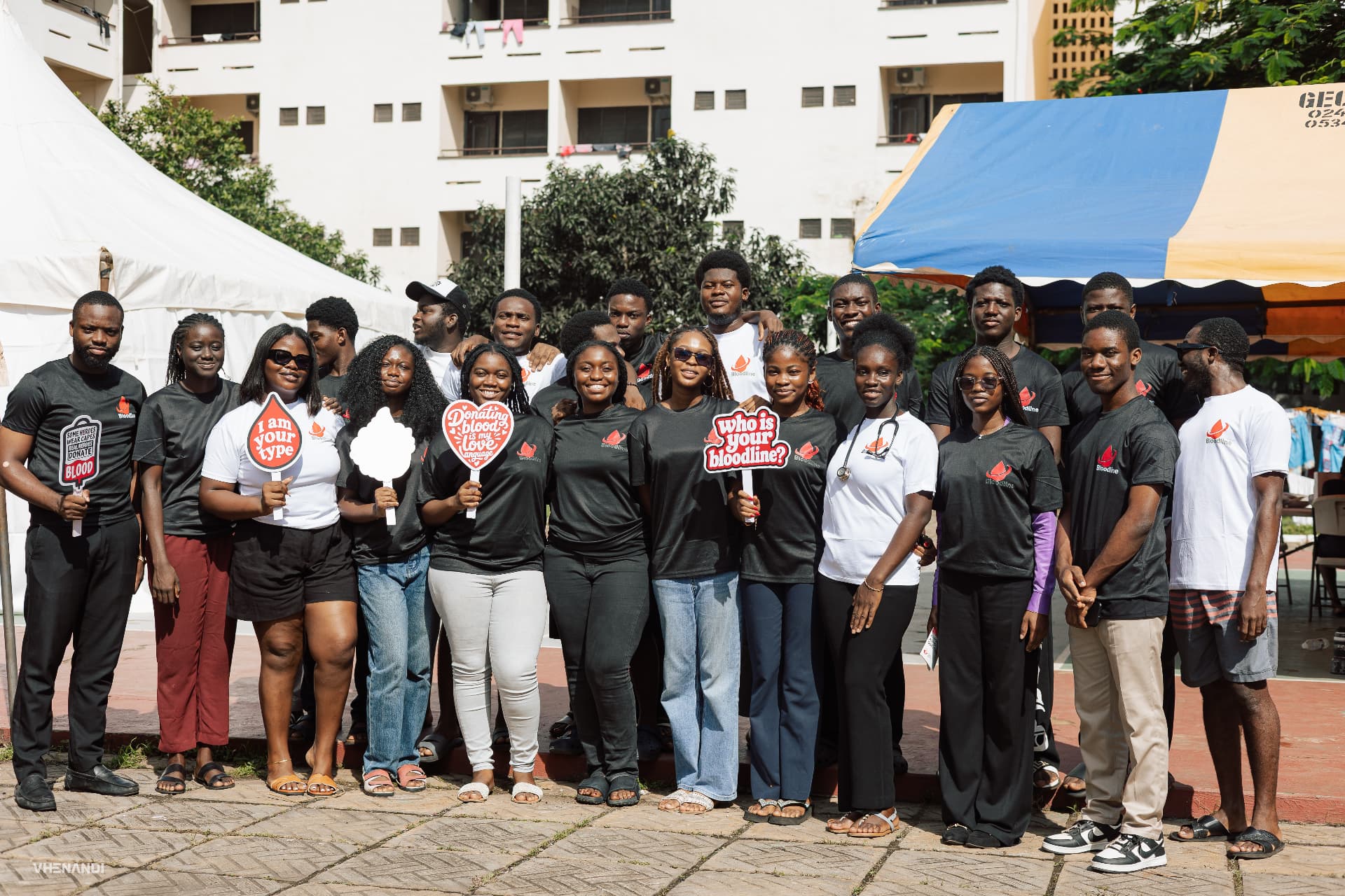 The Bloodline volunteer team gathered at an outdoor donor drive